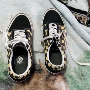 Black and yellow checkered vans